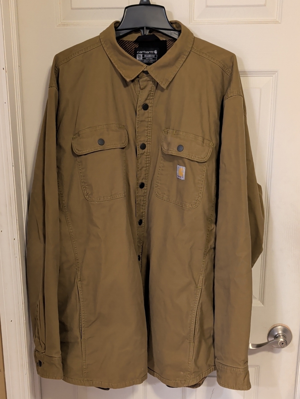 Carhartt Relaxed Fit Jacket with Brown and Black Plaid Lining 2XL TALL